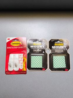 3M Command Hooks & Scotch Mount Squares Bundle-$2 for all
