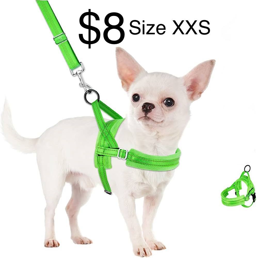 SlowTon Small Dog Harness and Leash, Heavy Duty Easy Walk Vest, Reflective Padded Soft Harness Adjustable Puppy Anti-Kink 4ft Pet Leash, Quick Fit for