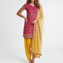 ndian Pakistani Designer Ready to Wear Ethnic Punjabi Salwar Kameez Dupatta Patiala Suit Set for Women in Vibrant Colors