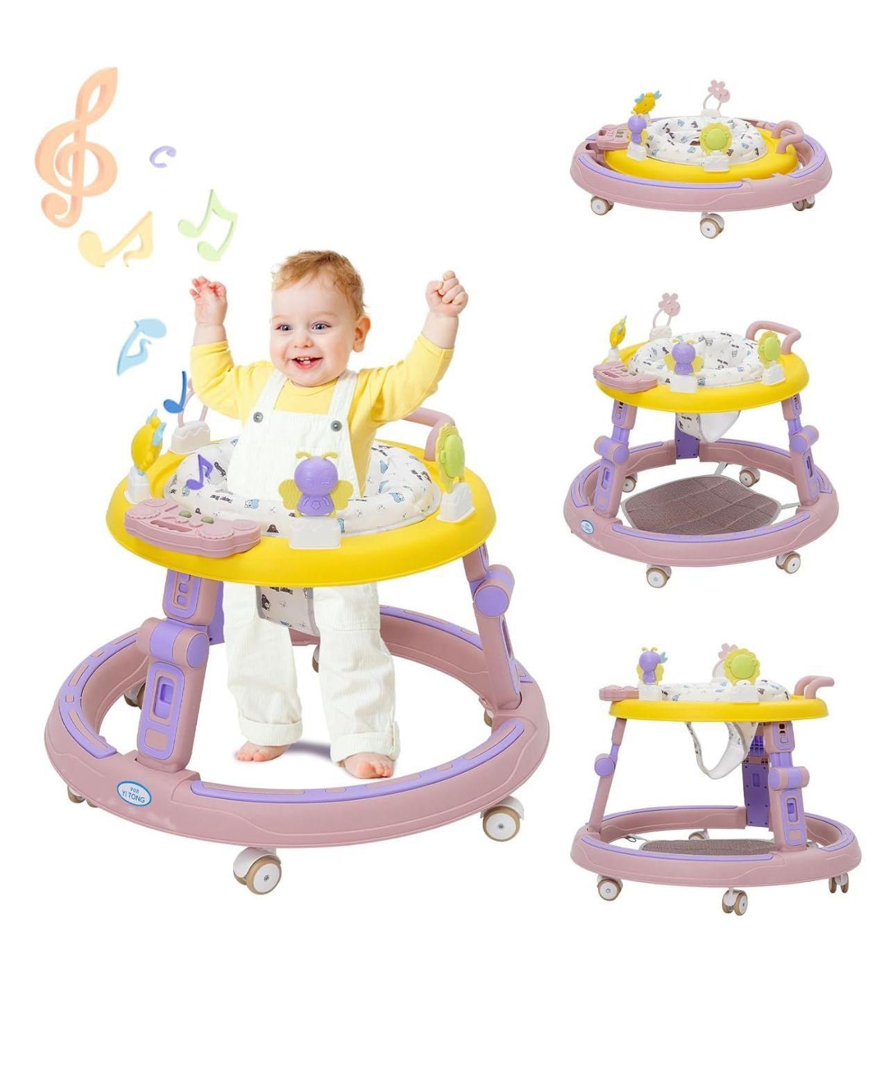 Baybee Whizz Baby Walker for Kids | Portable Round Kids Walker with 3 Height Adjustable, 360° Rotation & Musical Toy Bar Babies 6 to 24 Months Boys Gi