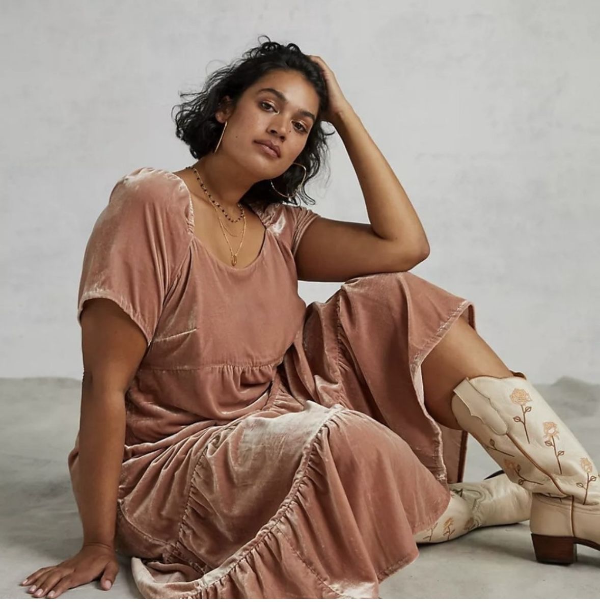 Anthropologie The Somerset Velvet Tie Back Midi Dress