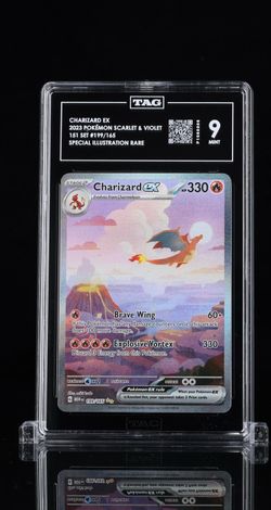 POKÉMON CHARIZARD EX 2023 SVI #199/165 151 SPECIAL ILLUSTRATION RARE TAG 9