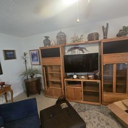 Solid Oak Entertainment Center Adjustable