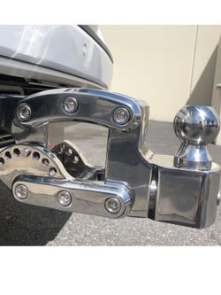 Heavy Duty Stainless Drop Raise Tow Hitch 2" and 2-5/16" Balls  with 2" Square  Shank Fitting 