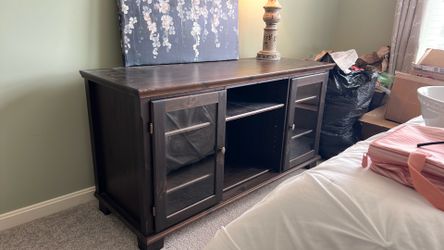 Entertainment center console table Glass door storage
