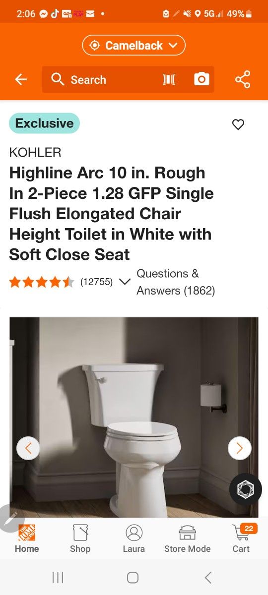 Highline Arc 10 in. Rough In 2-Piece 1.28 GFP Single Flush Elongated Chair Height Toilet in White with Soft Close Seat