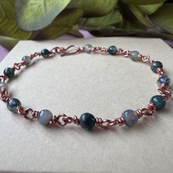 Moss Agate Copper Bracelet 