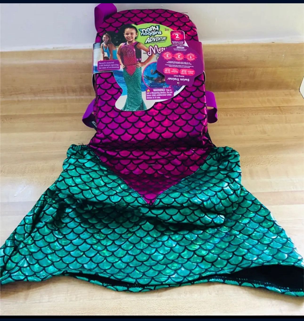Brand new Mermaid Dress Up Swim Trainer Life Vest Swim Level 2 by Narly Noggins Age 3+ size Medium/Large 33-55 lbs. (cash & pick up only)