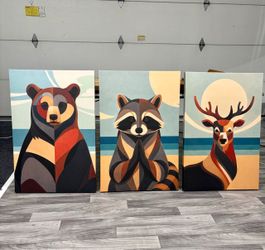 Set of 3 Wildlife Canvas Wall Art Prints