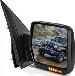 DWVO Towing Mirror Fit 07-14 Ford F-150 series truck, Right Passenger Side Mirror with Power Adjustable Heated Folding LED Turn Signal Black