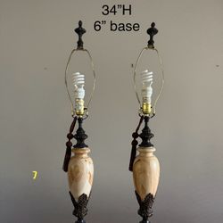 Pair Of Polished Stone Lamps 