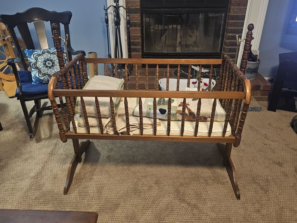Vintage Wooden Baby Craddle