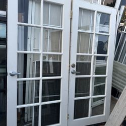 Doors set of 2 glass doors both same size  32 inches wide  77 inches height 