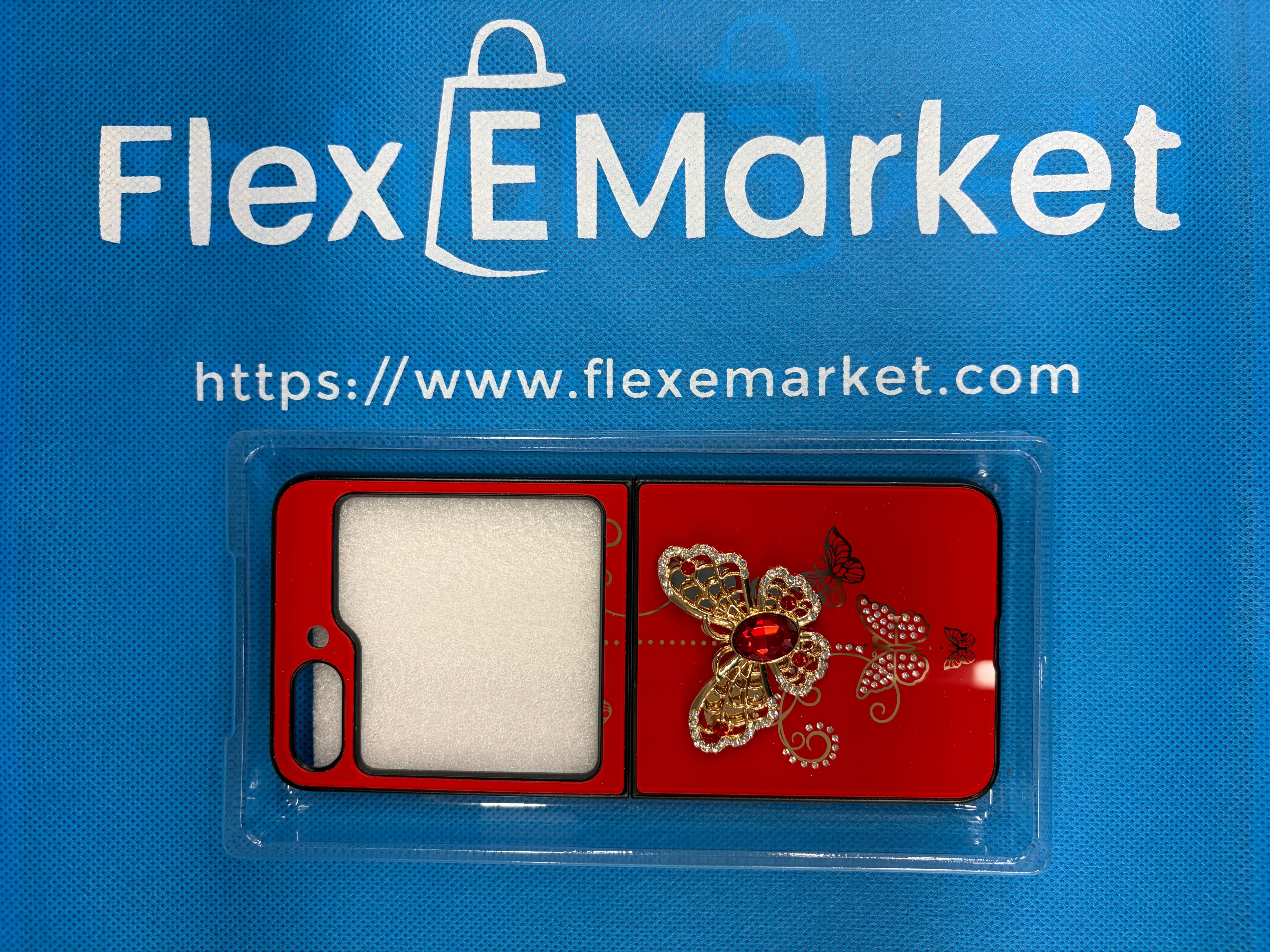 Samsung Galaxy Z Flip 5 Designer Case – Red Luxury Butterfly Edition | Flexemarket