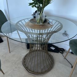 Glass And Gold Dining Table 