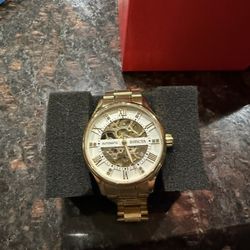 Invicta Gold Colored Skeleton Watch 