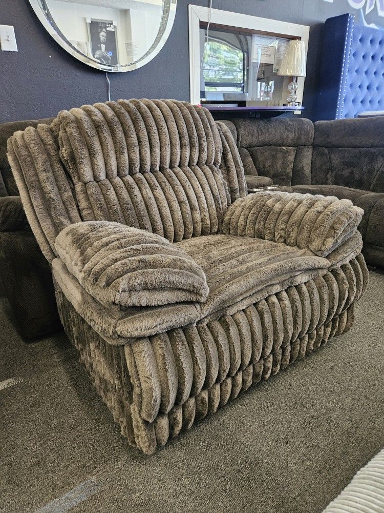 Super Deal Fathers Day Glidder Recliner Chairs Oversize Brown Corduroy Fabric $329