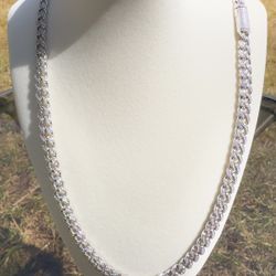 22” Solid Sterling Silver Moissanite Cuban Chain