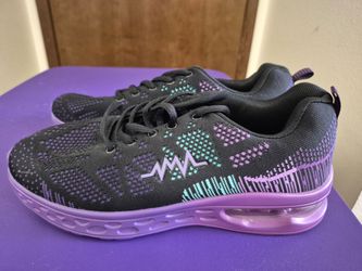 Black Knit Sneakers with Purple Sole - $12