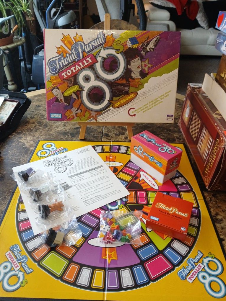 Trivia Pursuit Totally 80s awesome edition
The Trivial Pursuit to Go Pop Culture 2 Trivia Game by Parker Brothers is a fun and interactive game tha