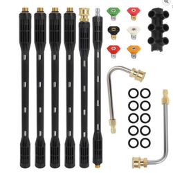 Pressure Washer Extension Wand 115-in 4000 PSI Gutter Cleaner Attachment + 6 Tips 1/4"Quick Connect