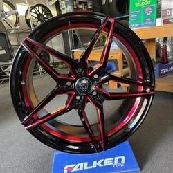 18X8.0 Marquee Wheels Gloss Black/Red Milled 5x114.3 NEW WHEELS in stock💰 $49 Fi