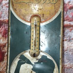 Vintage 1939 Coca Cola Coke Silhouette Drinking Bottle Advertising Thermometer