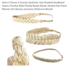 Hann 3 Piece Synthetic Braided Headbands 