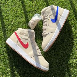 Jordan 1 Mid Beige Fleece Size 6.5 Y 8 Women