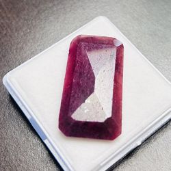 Natural Ruby, 74.00 carats, 40x21x7mm, rectangle cut, color enhanced, Africa