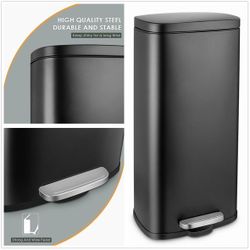 8 Gallon Trash Can, Stainless Steel Step On Kitchen Garbage Can with Lid