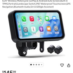 NEW Wonsidary 6.25" Wireless Motorcycle CarPlay & Android Auto Screen,Built-in TPMS,Portrait/Landscape Switch,IP67 Waterproof Touchscreen,GPS Navigati