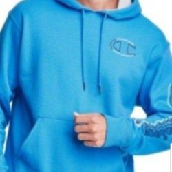 CHAMPION LIFE POWERBLEND 2022 LIMITED EDITION GRAPHIC PULLOVER MEN'S HOODIE SWEATER SIZE MEDIUM  , LARGE BALBOA BLUE/BLUE BRAND NEW WITH TAGS .