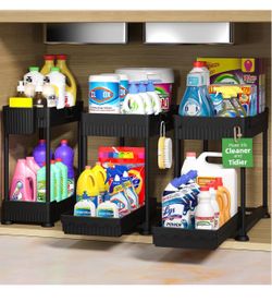 2-Tier Under Sink Organizer with Pull-Out Drawers