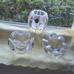 Votive Candle Holders, 3 Pieces 2 ITALY Made, 1 Royal COPENHAGEN Crystal