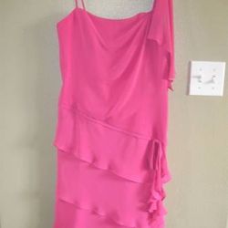 Davids Bridal Tiered Chiffon Pink Prom Dress 8 -