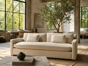 Restoration Hardware Belgian Track Arm Linen Sofa Couch