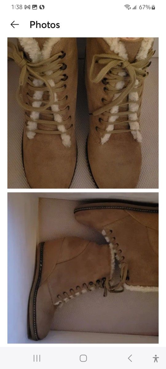 Sz 10 JCrew Suede & Shearling Wedge Boots