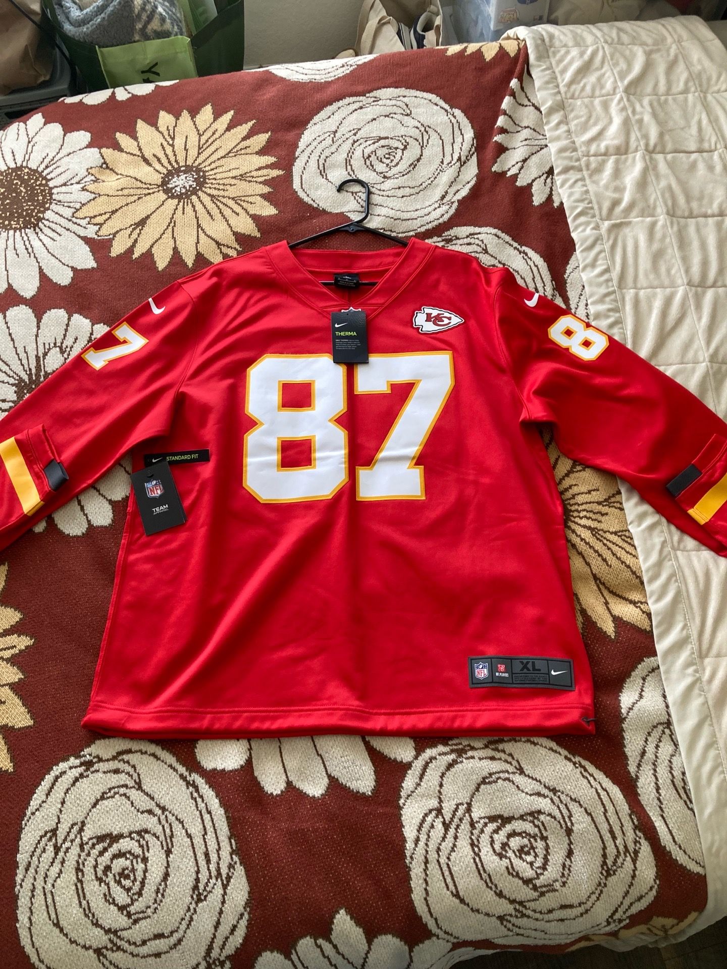 Brand new Travis kelce long sleeve thermal jersey XL
