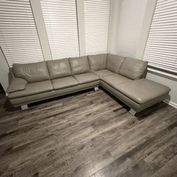Gray Leather Sectional Sofa