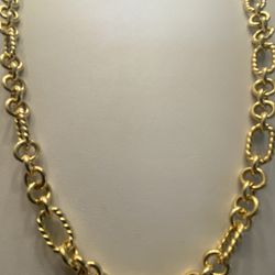 24 INCH 14KT YELLOW GOLD HALLOW CHAIN 15 GRAMS