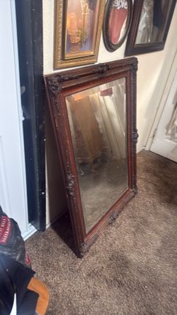 Large vintage hand carved mirror