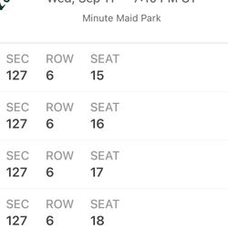 Astros Tickets And Parking Pass 7/11