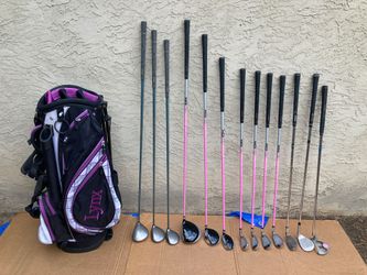 Ladies Left Handed Golf Clubs & Lynx Bag.