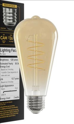 LED CAM Medium Base Vintage Filament Bulb