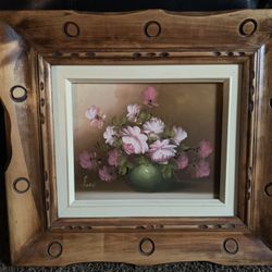 Vintage 20th Century 1970s-1980s Framed Original Floral Still Life Oil Painting