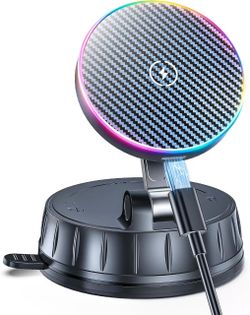 Brand new in box 15W MagSafe Car Charger Mount, Magnetic Wireless Car Phone Holder with Dual Input Port, Vacuum Suction & Nano Adhesive Base, 360° Rot