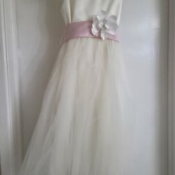 Girl Flower Dress. Party Dress For Girl. Tulle Dress and Pink Ribbon Dress. 