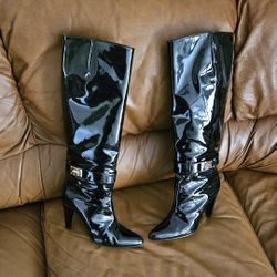 Women's Givenchy Black Patent Leather Knee Boots Size 6 US