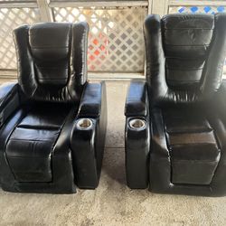 Faux Leather Recliners Set